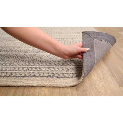 Steelside™ Lansing Geometric Handmade Tufted Wool Gray/Cream Area Rug